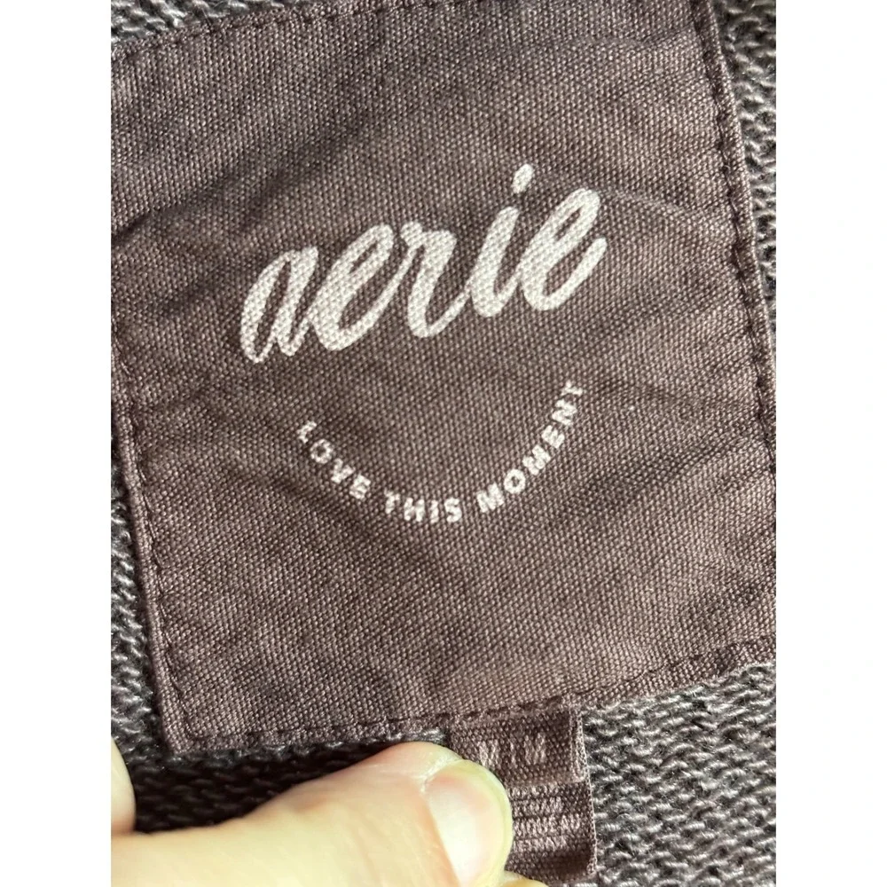 Aerie Oversized Crewneck Sweatshirt M Slouchy Distressed Earthy Cozy Pullover - Picture 4 of 10